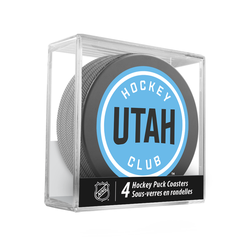 NHL Utah Hockey Club Hockey Puck Drink Coasters (4-Pack) In Cube