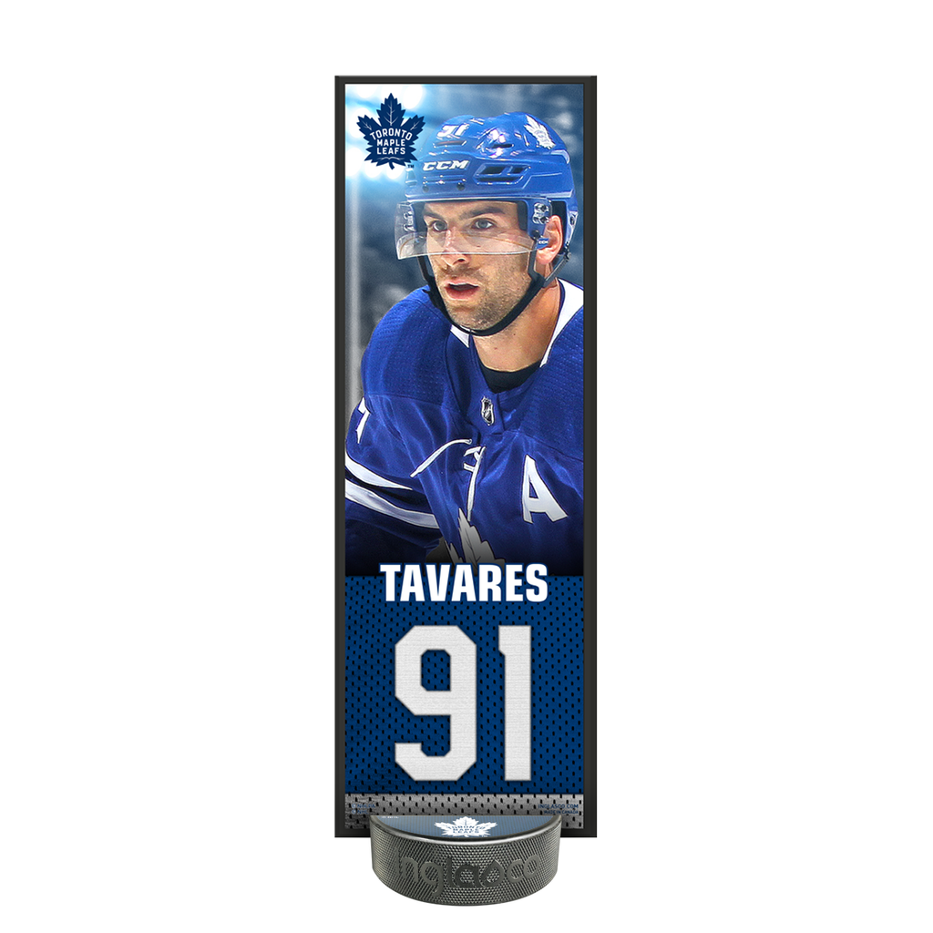 <transcy>NHLPA John Tavares #91 Toronto Maple Leafs Deco Plaque Et Ensemble De Support De Rondelle De Hockey</transcy>