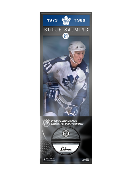 Ensemble de plaque décorative et de support de rondelle de hockey des Maple Leafs de Toronto, Borje Salming, ancien joueur de la NHLAA