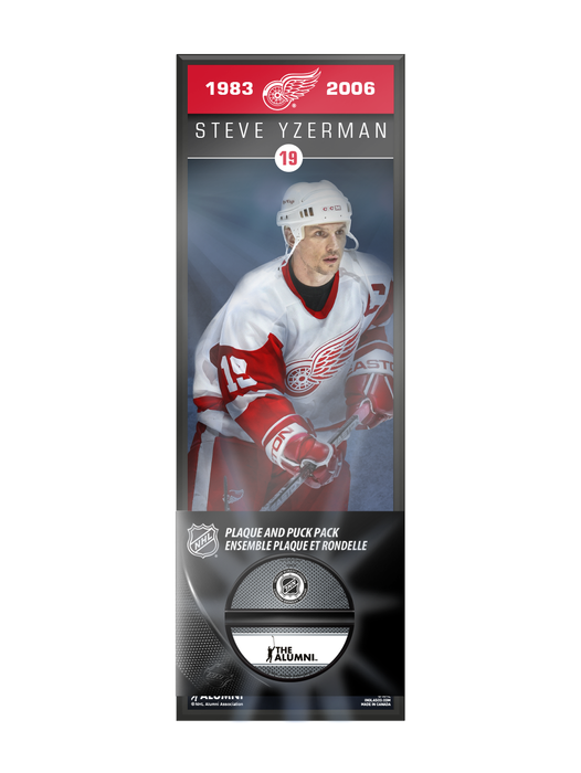 Ensemble de plaque décorative et de support de rondelle de hockey Steve Yzerman, ancien joueur de la NHLAA, des Red Wings de Detroit