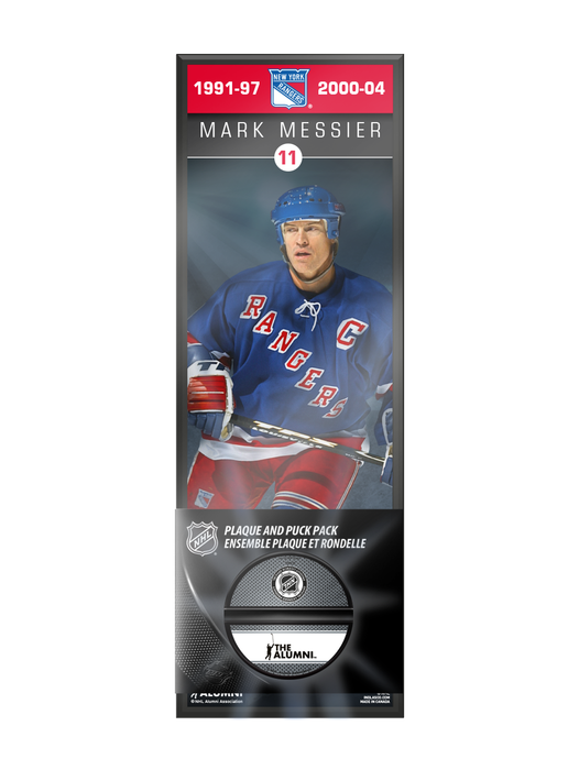 Ensemble de plaque décorative et de support de rondelle de hockey des Rangers de New York, Mark Messier, ancien joueur de la NHLAA