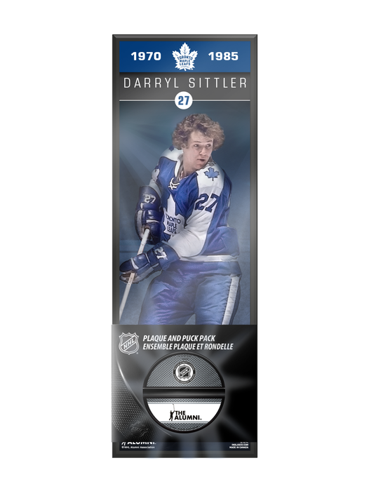 Ensemble de plaque décorative et de support de rondelle de hockey Darryl Sittler, ancien joueur de la NHLAA, des Maple Leafs de Toronto
