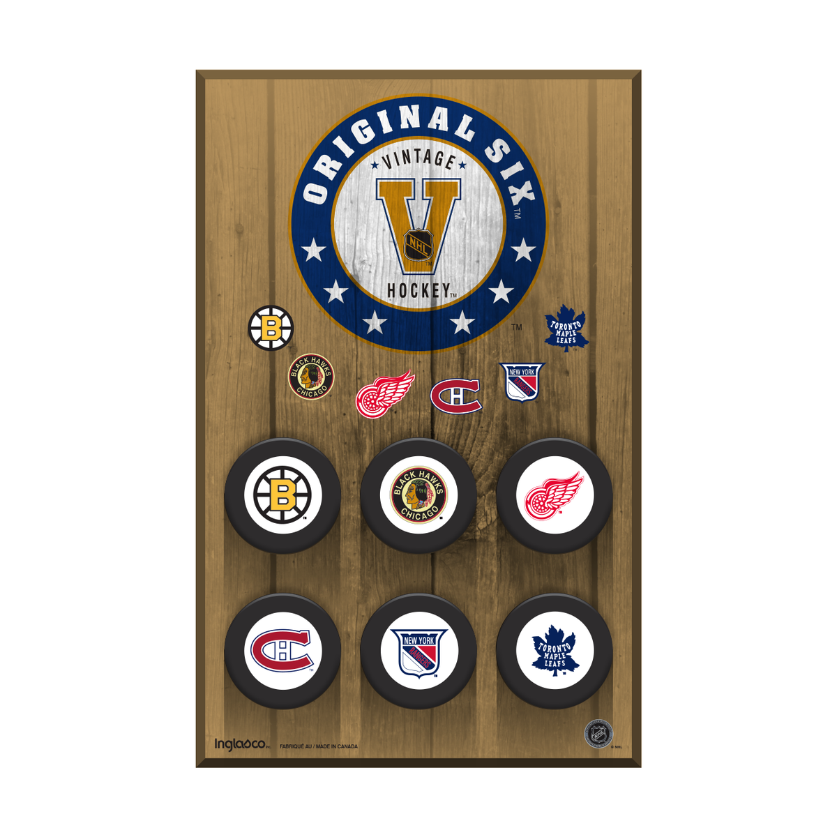 NHL Vintage Original Six Hockey Puck Wall Plaque — Inglasco