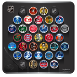 NHL Hockey Puck Wall Plaque. All 32 NHL Team Medallion Souvenir Collector Pucks + 3 NHL Shield Hockey Pucks