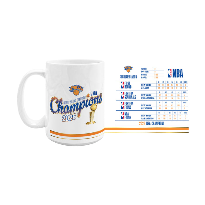 NBA Finals 2026 Champions New York Knicks 15 OZ Sublimated Coffee Mug Stats