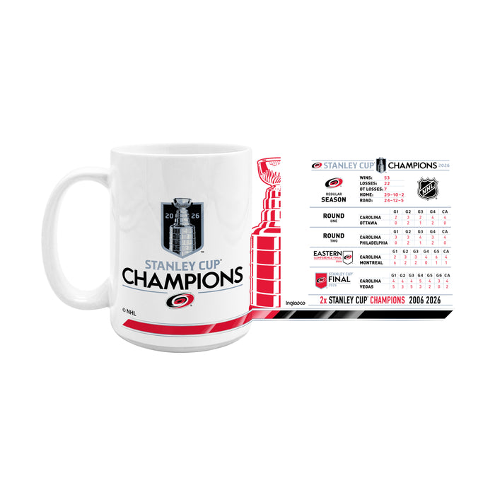NHL Stanley Cup Champs 2026 15 Oz Sublimated Coffee Mug Stats Carolina Hurricanes