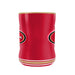 NFL San Francisco 49ers red sculpted mug rear view with side SF oval logos and gold-white striped base