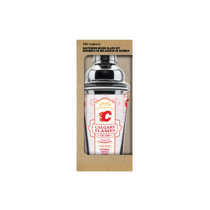 NHL Calgary Flames Bartender Mixing Glass Shaker Set