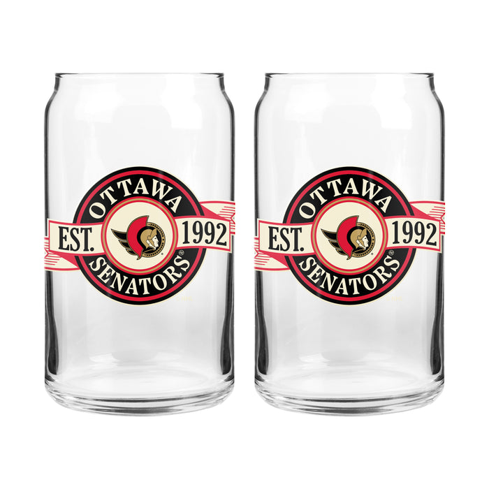Bannière en verre de 16 oz des Sénateurs d'Ottawa de la LNH