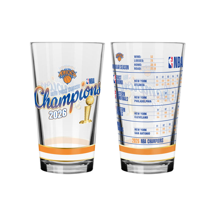 NBA Finals 2026 Champions New York Knicks 16 OZ 2 Pack Mixing Glass Set - Full Wrap & Stats