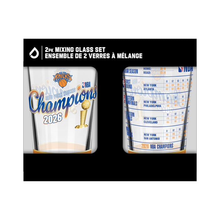 NBA Finals 2026 Champions New York Knicks 16 OZ 2 Pack Mixing Glass Set - Full Wrap & Stats