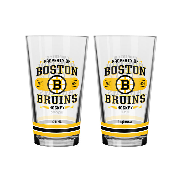 Verre à mélange NHL Boston Bruins Property of 16 oz, paquet de 2