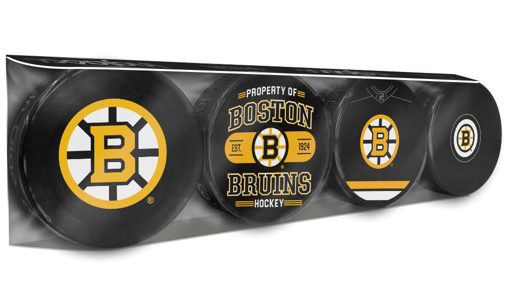 NHL Boston Bruins Souvenir Hockey Puck Collector's 4-Pack