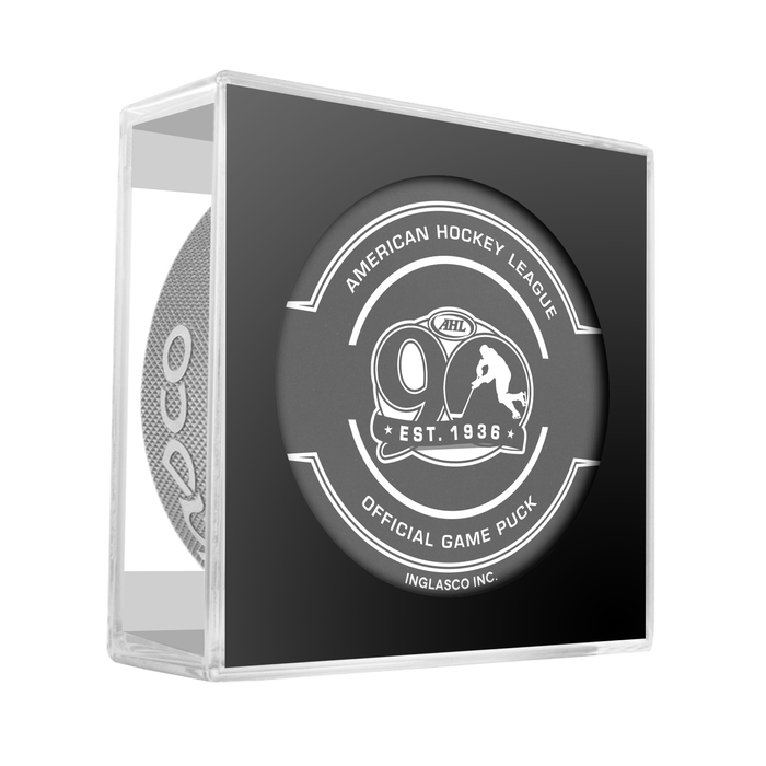 AHL Cleveland Monsters 2025-26 Official Game Hockey Puck In Cube