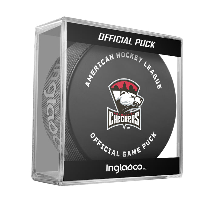 AHL Charlotte Checkers 2026-27 Official Game Hockey Puck In Cube