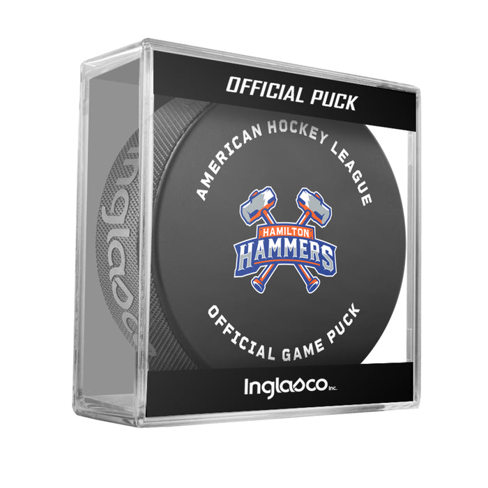AHL Hamilton Hammers 2026-27 Official Game Hockey Puck In Cube