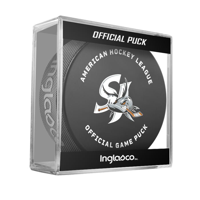 AHL San Jose Barracuda 2026-27 Official Game Hockey Puck In Cube