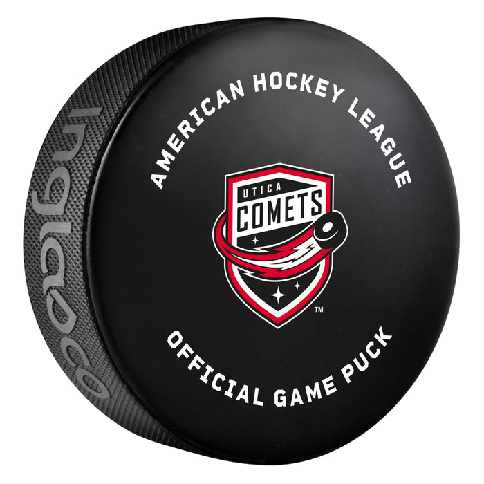 AHL Utica Comets 2026-27 Official Game Hockey Puck In Cube