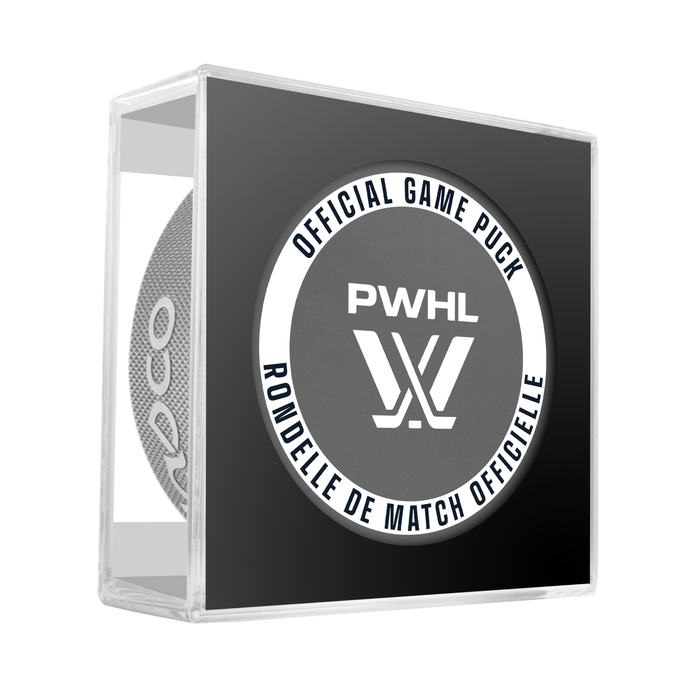 PWHL Minnesota Frost Official 2024-25 Game Hockey Puck- In Cube
