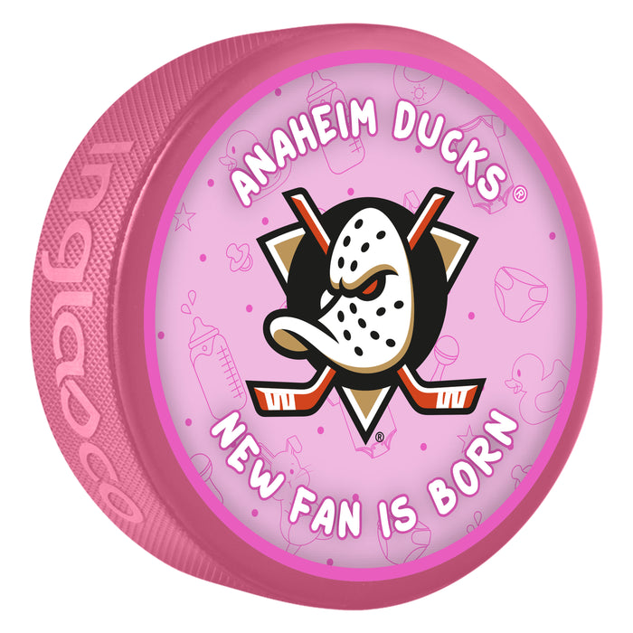 NHL Anaheim Ducks New Fan is Born Pink Souvenir Puck