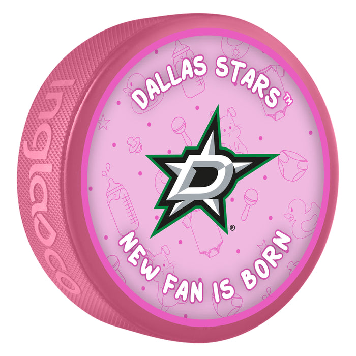 NHL Dallas Stars New Fan is Born Pink Souvenir Puck