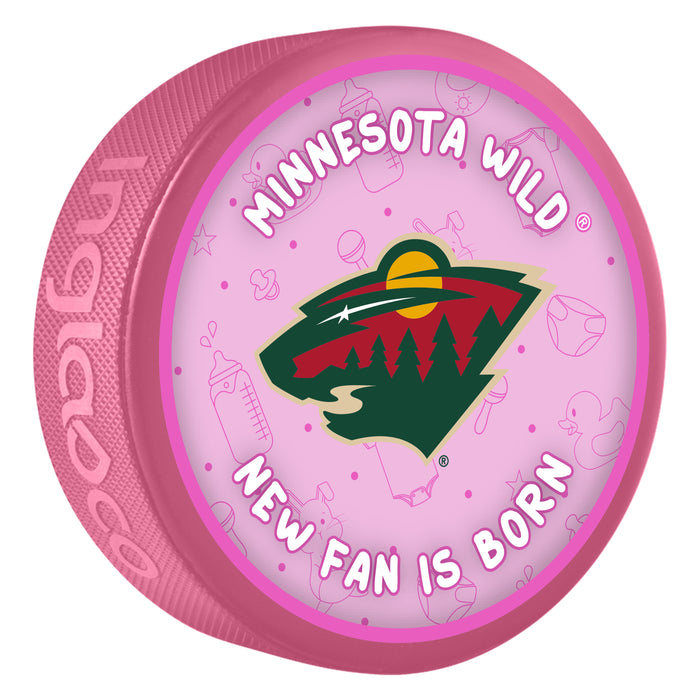 NHL Minnesota Wild New Fan is Born Pink Souvenir Puck