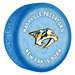 NHL Nashville Predators blue New Fan is Born souvenir puck with team logo and baby items pattern