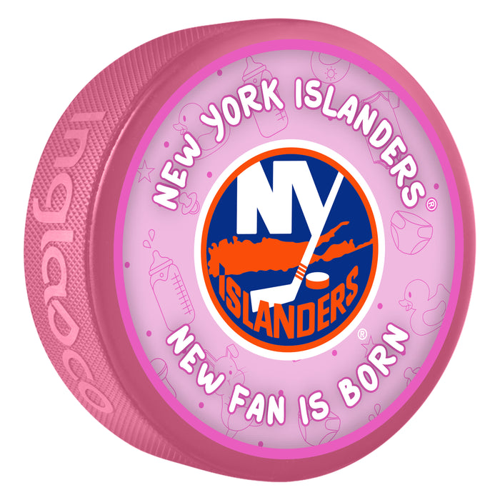 NHL New York Islanders New Fan is Born Pink Souvenir Puck