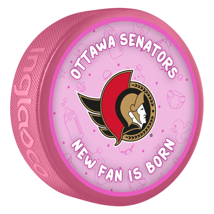NHL Ottawa Senators New Fan is Born Pink Souvenir Puck