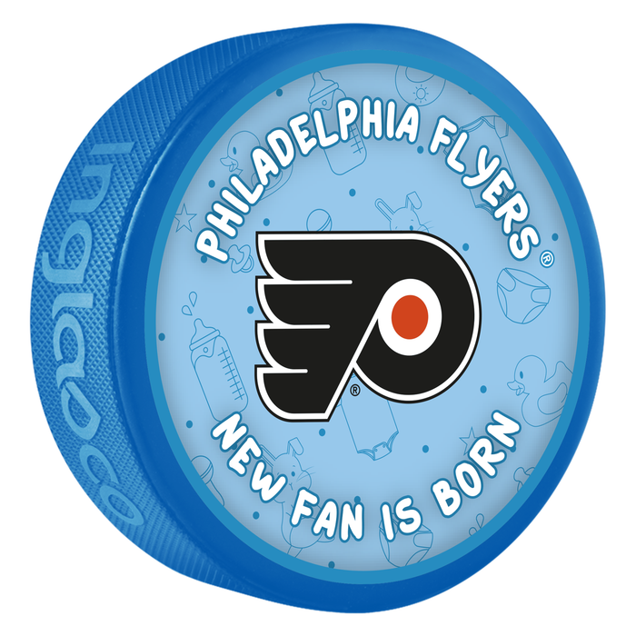 NHL Philadelphia Flyers New Fan is Born Blue Souvenir Puck