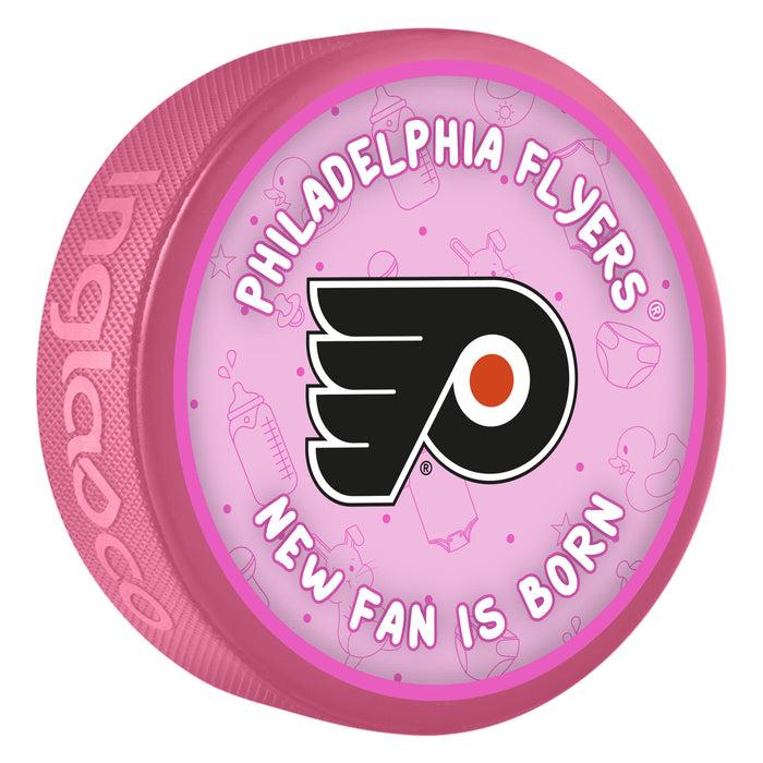 NHL Philadelphia Flyers New Fan is Born Pink Souvenir Puck