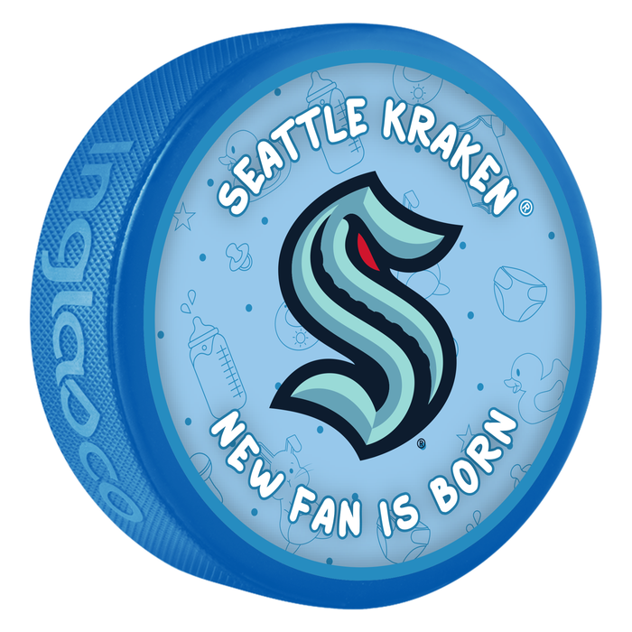 NHL Seattle Kraken New Fan is Born Blue Souvenir Puck