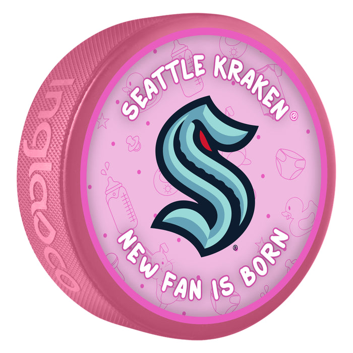 NHL Seattle Kraken New Fan is Born Pink Souvenir Puck