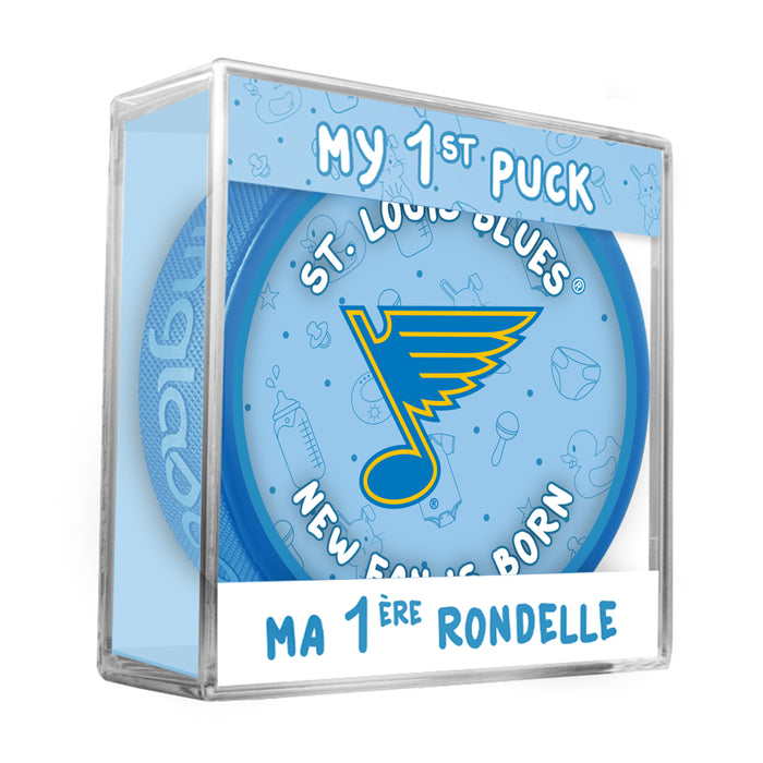 NHL St. Louis Blues New Fan is Born Blue Souvenir Puck