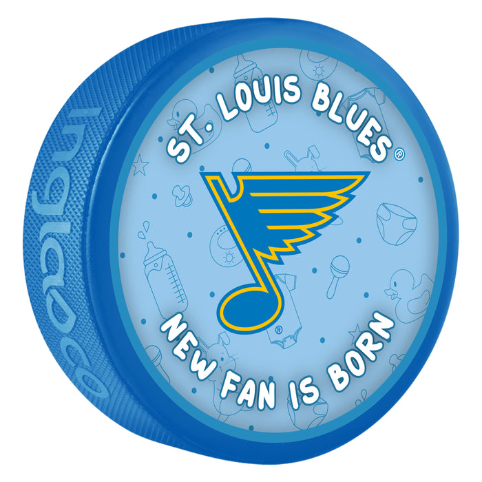 NHL St. Louis Blues New Fan is Born Blue Souvenir Puck