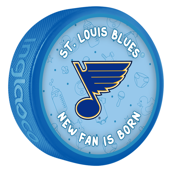 NHL St. Louis Blues New Fan is Born Blue Souvenir Puck