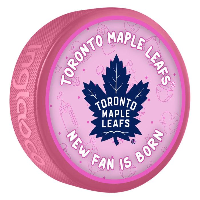NHL Toronto Maple Leafs New Fan is Born Pink Souvenir Puck