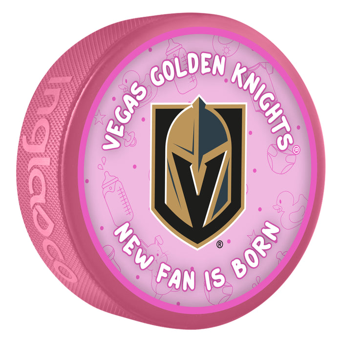 NHL Vegas Golden Knights New Fan is Born Pink Souvenir Puck