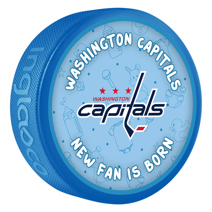 NHL Washington Capitals New Fan is Born Blue Souvenir Puck
