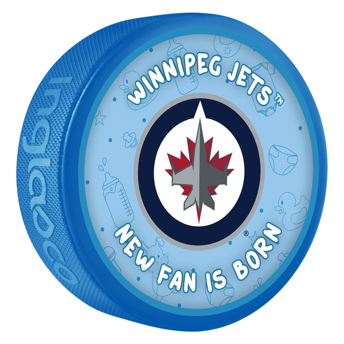 NHL Winnipeg Jets New Fan is Born Blue Souvenir Puck