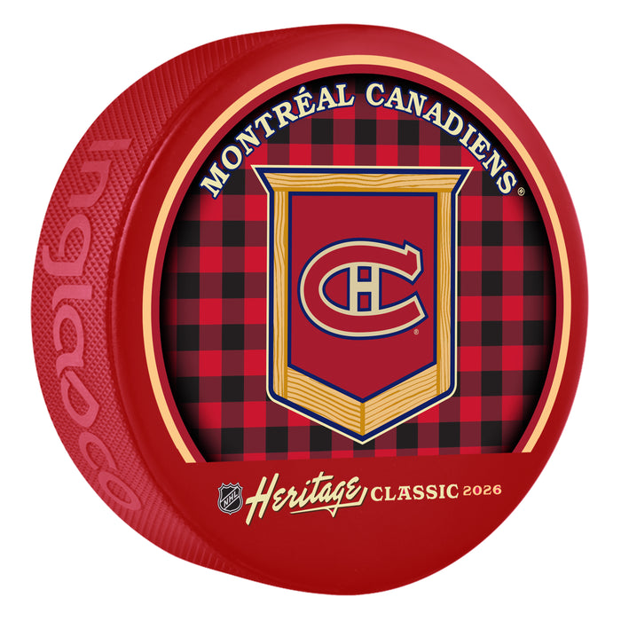 NHL Heritage Classic 2026 Hockey Puck Red Montreal Canadiens Logo