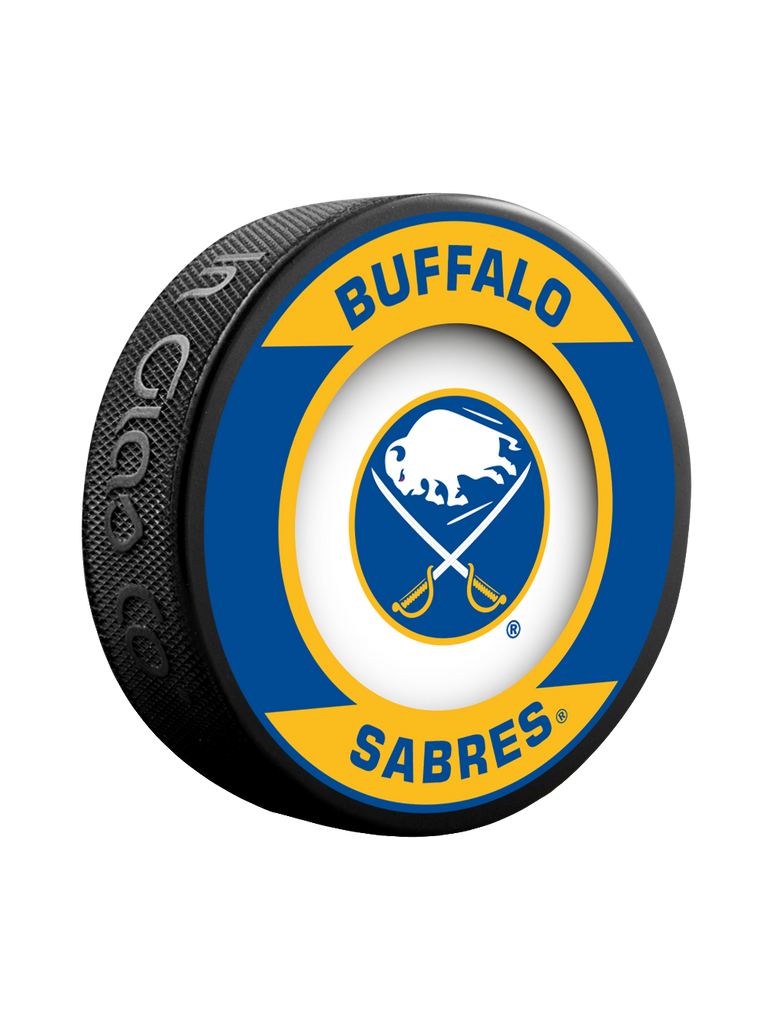 <transcy>Rondelle de hockey de collectionneur de souvenirs rétro des Sabres de Buffalo de la LNH</transcy>