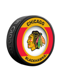 <transcy>Rondelle de hockey de collectionneur de souvenirs rétro des Blackhawks de Chicago de la LNH</transcy>