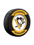 <transcy>Rondelle de hockey de collectionneur de souvenirs rétro des Penguins de Pittsburgh de la LNH</transcy>