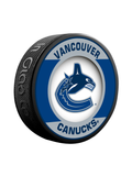 <transcy>Rondelle de hockey de collectionneur de souvenirs rétro des Canucks de Vancouver de la LNH</transcy>
