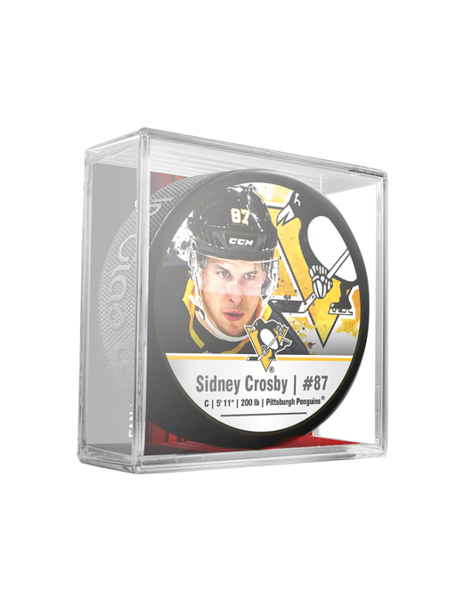 NHLPA Sidney Crosby #87 Pittsburgh Penguins Souvenir Hockey Puck In Cube