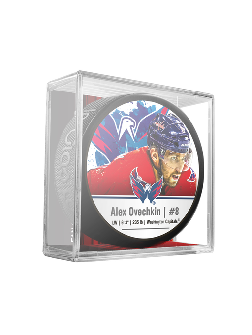NHLPA Alex Ovechkin #8 Washington Capitals Souvenir Hockey Puck In Cube