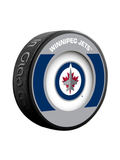 <transcy>Rondelle de hockey de collectionneur de souvenirs rétro des Jets de Winnipeg de la LNH</transcy>