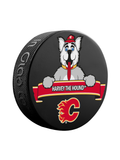<transcy>Rondelle de hockey souvenir mascotte des Flames de Calgary de la LNH</transcy>