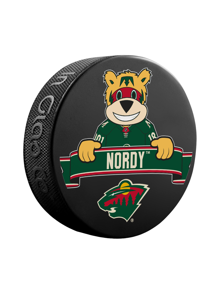 <transcy>Rondelle de hockey souvenir mascotte sauvage du Minnesota de la LNH</transcy>